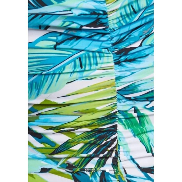 Maxine of Hollywood Green/Blue Palm Beach Leaves One-Piece Swimsuit Women S 6 - Picture 4 of 7